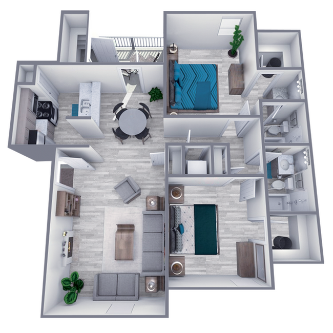 2 Beds • 2 Bath 63 floor plan